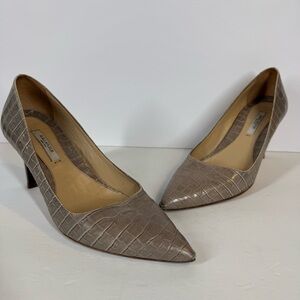 M.M. Lafleur The Ginger Pump Embossed Croc Rosy Taupe Career Classic Size 37 1/2